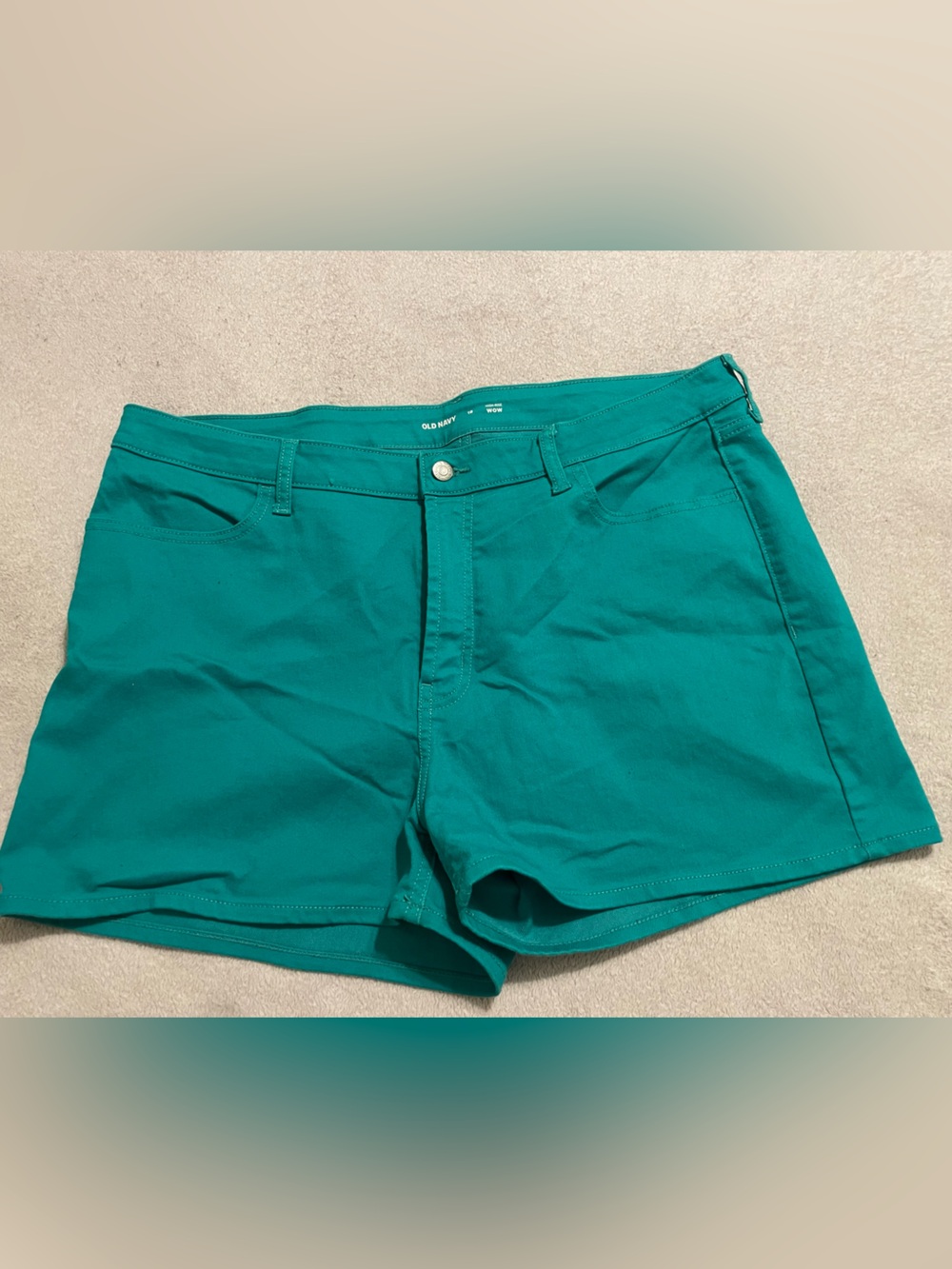 Old Navy Teal Green Women's high waist Casual Cotton Denim Shorts 4” inseam